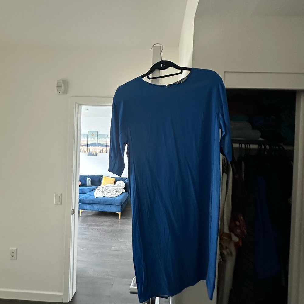 3/4 sleeve Blue dress
